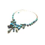 Mariana Necklace MQ Shape & Charms Turquoise, Sapphire, Aquamarine & Pacific Opal Austrian Crystals Cindy Icons Coll.