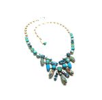 Mariana Necklace MQ Shape & Charms Turquoise, Sapphire, Aquamarine & Pacific Opal Austrian Crystals Cindy Icons Coll. - Image 2