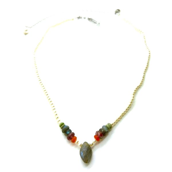 Mariana Necklace Beautiful Pearl & Labradorite Minerals My Treasures Coll.