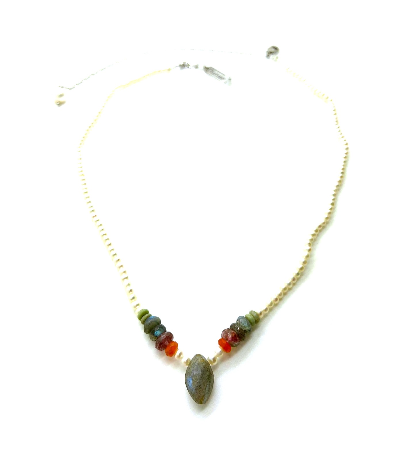 N-3803-M48M55-SP (1) Mariana Necklace Beautiful Pearl & Labradorite Minerals My Treasures Coll. - Image 1