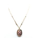 Necklace Pendant By Mariana Woman Oval Locket Pearl Mineral and Swarovski Crystals - Image 3