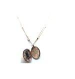 Necklace Pendant By Mariana Woman Oval Locket Pearl Mineral and Swarovski Crystals - Image 2