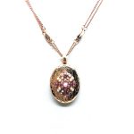 Necklace Pendant By Mariana Woman Oval Locket Pearl Mineral and Swarovski Crystals
