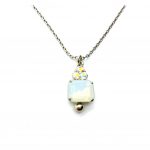 Necklace Pendant By Mariana Sweet Summer Coll. Glitzy Square White Opal & AB Austrian Crystals