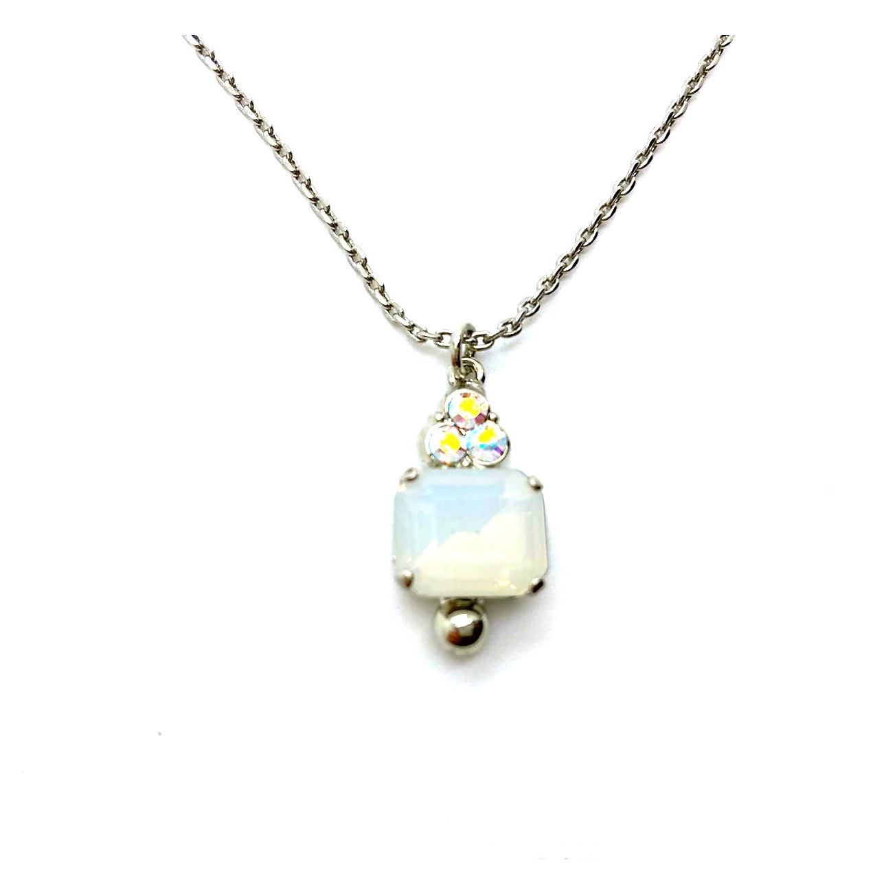 N-5014-6-001-RO (3) Necklace Pendant By Mariana Sweet Summer Coll. Glitzy Square White Opal & AB Austrian Crystals - Image 1