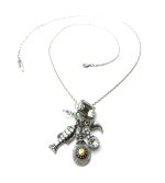 Mariana Pendant Necklace Fish & Emerald Shape Clear Swarovski Crystals On A Clear Day Inspiration Coll. Rhodium Plated  - Image 3