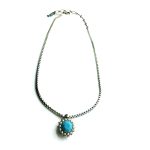 Necklace Pendant By Mariana Woman Adorable Flower Shape Pearl Mineral and Turquoise Swarovski Crystal - Image 2