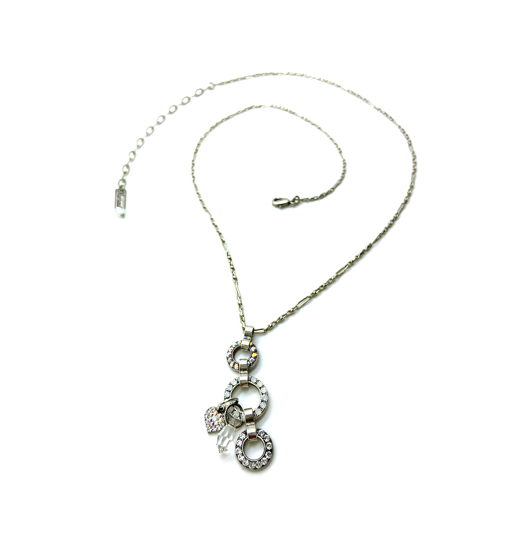 N-5039-5-001-SP (1) Necklace Pendant By Mariana Woman Triple Tier Circle AB and White Opal Swarovski Crystals - Image 1