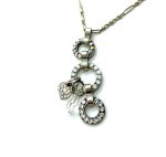 Necklace Pendant By Mariana Woman Triple Tier Circle AB and White Opal Swarovski Crystals - Image 2