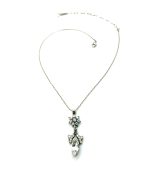 Necklace Pendant By Mariana Woman Marquise Opal and Clear Swarovski Crystals