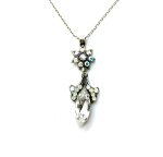 Necklace Pendant By Mariana Woman Marquise Opal and Clear Swarovski Crystals - Image 2