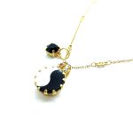 Mariana Necklace Pendant  Symbolic "Yin Yang" White, Jet & AB Swarovski Crystals Peace Nirvana Coll.