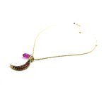 Necklace Pendant By Mariana Woman Crescent Fuchsia and Topaz Swarovski Crystals - Image 3