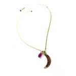Necklace Pendant By Mariana Woman Crescent Fuchsia and Topaz Swarovski Crystals - Image 2