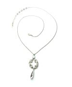Mariana Necklace Pendant Round Vine Leaves Beaded AB, White Opal & Teardrop Clear Swarovski Crystals On A Clear Day Sweet Summer Coll. - Image 3