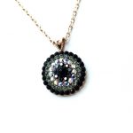 Mariana Necklace Pendant Sophisticated Round Beaded Jet, Black Diamond & AB Austrian Crystals Tuxedo Dancing the Night Away Coll.