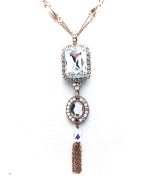 Mariana Necklace Pendant Glitzy Two Tier Rectangle Clear & Oval AB Swarovski Crystals My Treasures Coll.