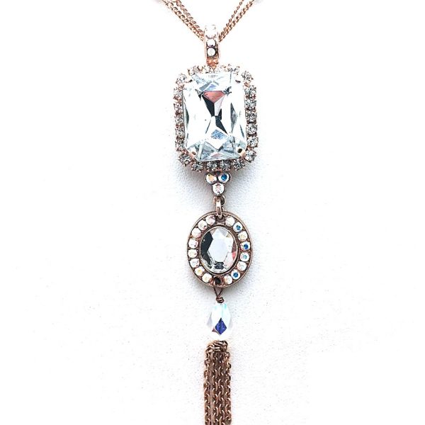 Mariana Necklace Pendant Glitzy Two Tier Rectangle Clear & Oval AB Swarovski Crystals My Treasures Coll.