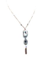 Mariana Necklace Pendant Glitzy Two Tier Rectangle Clear & Oval AB Swarovski Crystals My Treasures Coll. - Image 3
