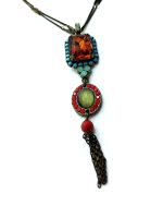 Necklace Pendant By Mariana Classic Smoked Topaz and Opal Swarovski Crystals - Image 2
