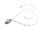 Necklace Pendant By Mariana Woman Detail Oval and Vine Leaves AB and Clear Swarovski Crystals - Image 2