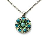 Necklace Pendant By Mariana Woman Guardian Angel Peridot and Opal Swarovski Crystals - Image 3