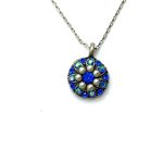 Mariana Necklace Pendant Adorable Guardian Angel Beaded Cream Pearl, Sapphire & AB Swarovski Crystals My Treasures Coll.