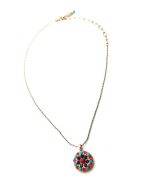 Mariana Necklace Pendant Colorful Round Guardian Angel Beaded Turquoise, Coral & Amethyst Swarovski Crystals My Treasures Coll. - Image 2
