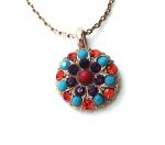 Mariana Necklace Pendant Colorful Round Guardian Angel Beaded Turquoise, Coral & Amethyst Swarovski Crystals My Treasures Coll.