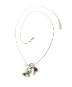 Mariana Necklace Pendant Bell Shape with Jade Dalmata Mineral & Pearl, Siam Swarovski Crystals My Treasures Coll. - Image 3