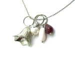 Mariana Necklace Pendant Bell Shape with Jade Dalmata Mineral & Pearl, Siam Swarovski Crystals My Treasures Coll. - Image 2