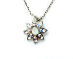Necklace Pendant By Mariana Sweet Summer Coll. Flower Shape White Opal & Clear Swarovski Crystals