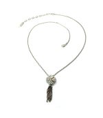 Mariana Necklace Pendant Tassel & Clover Shape Beaded AB, Clear & White Opal Swarovski Crystals On A Clear Day Sweet Summer Coll.