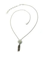 Mariana Necklace Pendant Tassel & Clover Shape Beaded AB, Clear & White Opal Swarovski Crystals On A Clear Day Sweet Summer Coll. - Image 3