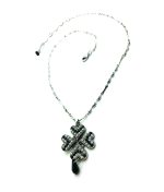 Mariana Necklace Pendant Gorgeous Clover Shape Beaded Pearl Mineral with Jet & Clear Crystal Swarovski My Treasures Coll. - Image 3