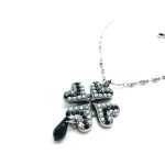 Mariana Necklace Pendant Gorgeous Clover Shape Beaded Pearl Mineral with Jet & Clear Crystal Swarovski My Treasures Coll. - Image 2