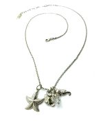 Necklace Pendant By Mariana Woman Shimmering Starfish and Seahorse Clear Swarovski Crystals