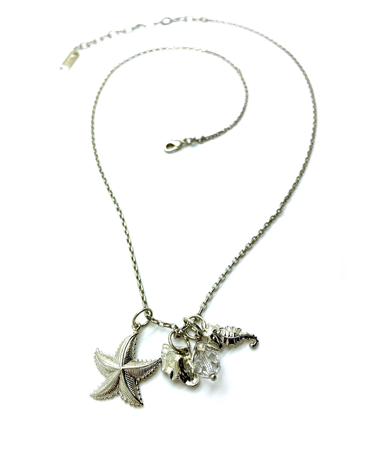 N-5335-1-001-RO (1) Necklace Pendant By Mariana Woman Shimmering Starfish and Seahorse Clear Swarovski Crystals - Image 1