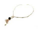 Necklace Pendant By Mariana Woman Detailed Floral Pearl Mineral and Jet Black Swarovski Crystals - Image 3