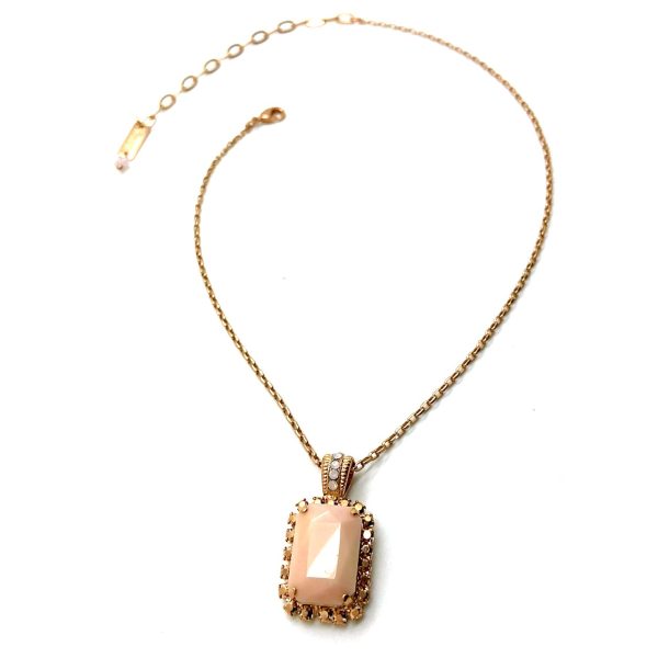 Mariana Necklace Pendant Fashionable Rectangular Rose Gold & White Opal Swarovski Crystals My Treasures Coll.