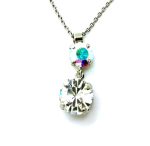 Necklace Pendant By Mariana Woman Double Tier AB and Clear Swarovski Crystals
