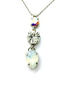 Mariana Necklace Pendant Triple Tier Round AB, Clear & Pear Shape Opal Austrian Crystals On A Clear Day Sweet Summer Coll.