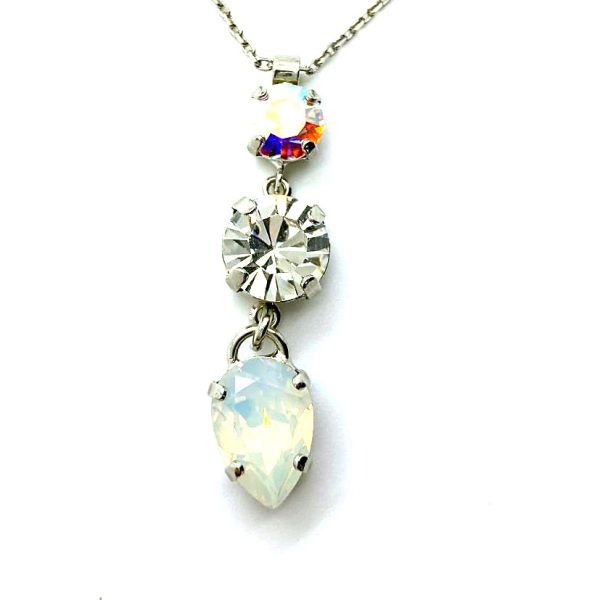 Mariana Necklace Pendant Triple Tier Round AB, Clear & Pear Shape Opal Austrian Crystals On A Clear Day Sweet Summer Coll.