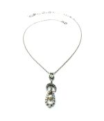 Necklace Pendant By Mariana Woman Exquisite Floral Crescent Pearl and White Opal Swarovski Crystals