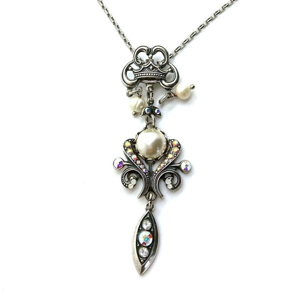 Mariana Necklace Pendant Exude Elegance Chandelier Pearl, AB, White Opal & Clear Swarovski Crystals On A Clear Day Sweet Summer Coll.