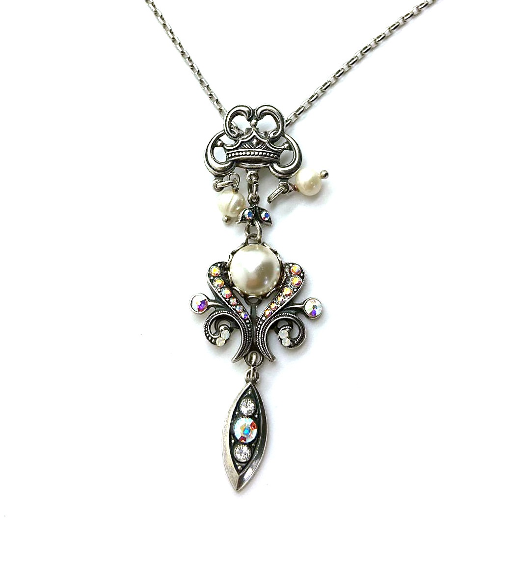 N-5606-001-SP (3) Mariana Necklace Pendant Exude Elegance Chandelier Pearl, AB, White Opal & Clear Swarovski Crystals On A Clear Day Sweet Summer Coll. - Image 1
