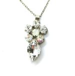 Necklace Pendant By Mariana Woman Glittering Flower and Marquise Opal Swarovski Crystals