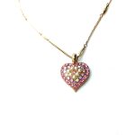 Necklace Pendant By Mariana Woman Shimmering Heart Shape Pearl Mineral and Light Rose Swarovski Crystals