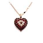 Necklace Pendant By Mariana Woman Magical Heart Shape Pearl and Burgundy Swarovski Crystals