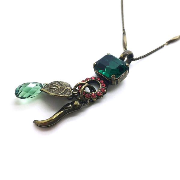 Mariana Necklace Pendant Fab Fashion Emerald & Padparadscha Crystal Swarovski My Treasures Coll.